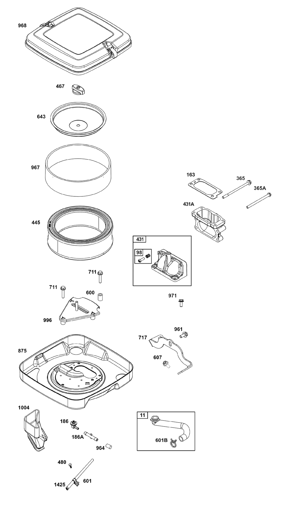 Air Cleaner Group Diagram and Parts List for 386447-3331-G1 200000 - 399999 Briggs and Stratton Engine